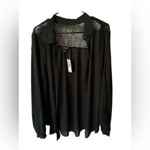 Torrid Plus Size Lace Top Long Sleeve Button Down